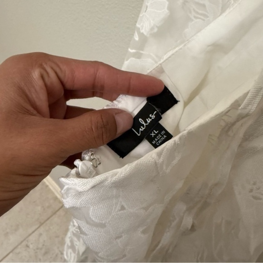 SOLD Brand New Lulus Feeling Like Forever White Jacquard Organza Midi Dress XL - Picture 9 of 10